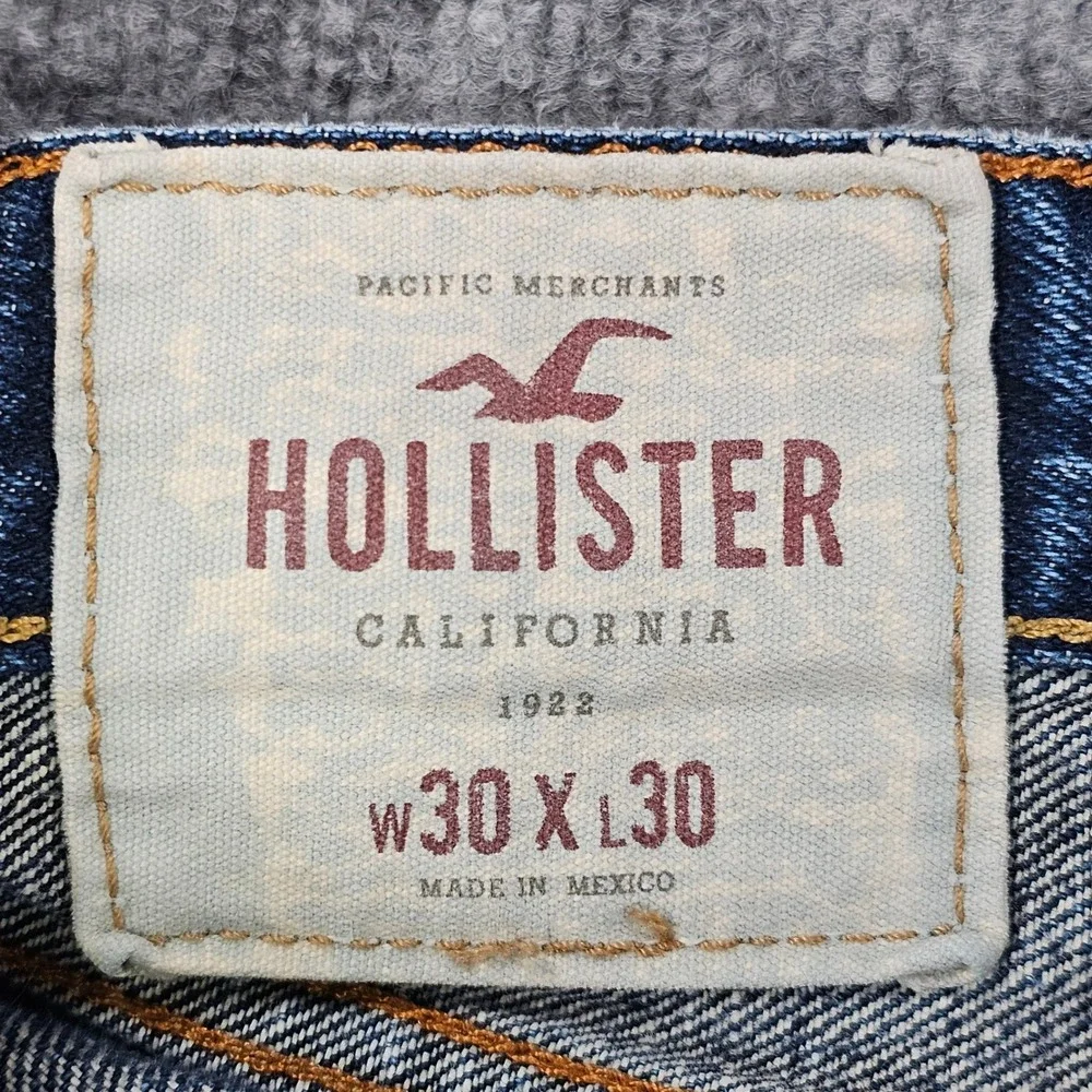 Hollister Slim Straight Jeans Mens 28x28 Blue Medium Wash Button Fly Denim